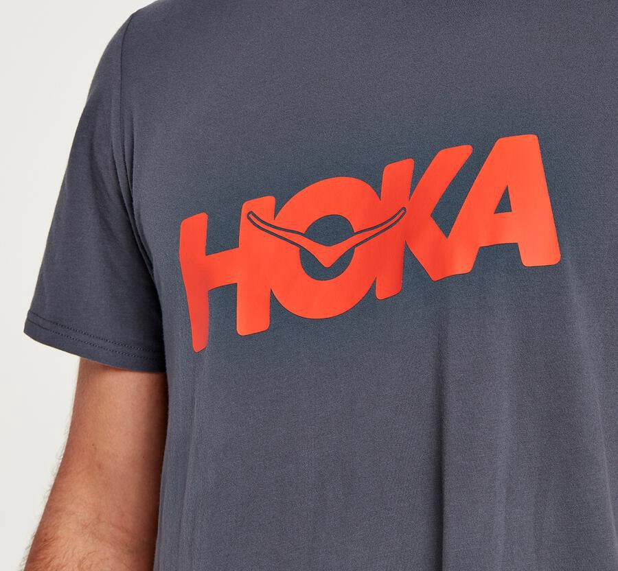 Hoka Australia One One Brand - Mens Tee Blue - TJOCI-5781